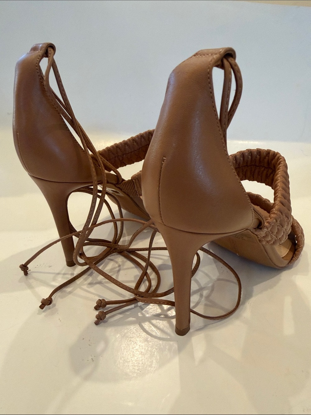 Vince Camuto Tan Strap Lace-Up Heels Size 8.5 - Picture 5 of 12